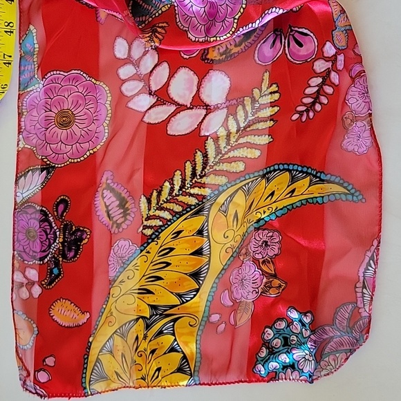 Red Floral Scarf - Picture 5 of 6